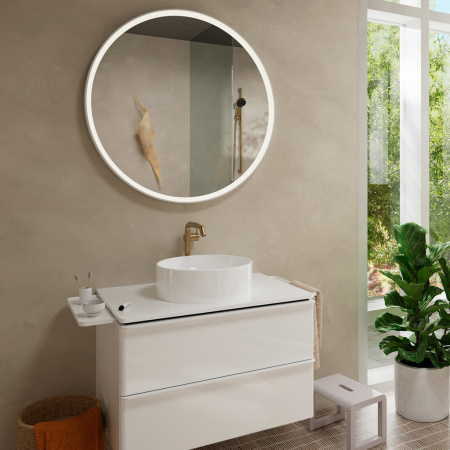 Смеситель для раковины hansgrohe Tecturis S 240 Fine, CoolStart, EcoSmart+, cо сливным гарнитуром Push-Open, 73370140, шлифованная бронза