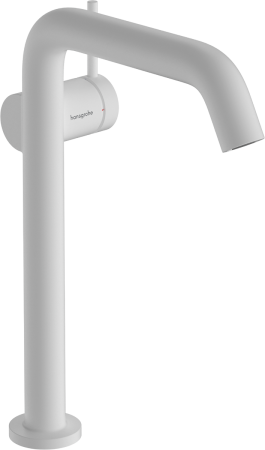 Смеситель для раковины hansgrohe Tecturis S 240 Fine, CoolStart, EcoSmart+, cо сливным гарнитуром Push-Open, 73370700, матовый белый