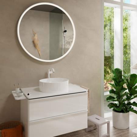 Смеситель для раковины hansgrohe Tecturis S 240 Fine, CoolStart, EcoSmart+, cо сливным гарнитуром Push-Open, 73370700, матовый белый