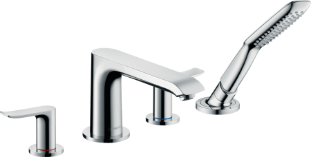 Внешняя часть смесителя для ванны hansgrohe Metris на край ванны, на 4 отверстия, с душевым гарнитуром 31442000, хром