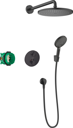 Душевая система hansgrohe Croma 280 1jet скрытого монтажа с термостатом 27961670, матовый черный