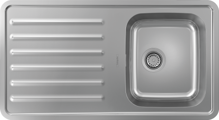 Кухонная мойка hansgrohe S41 S4111-F340 врезная с крылом 43340800, нержавеющая сталь