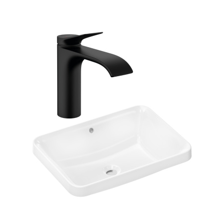 Готовый набор для раковины hansgrohe Xuniva Q встраиваемой со смесителем Vivenis 110 HG-PR240, белый/матовый черный