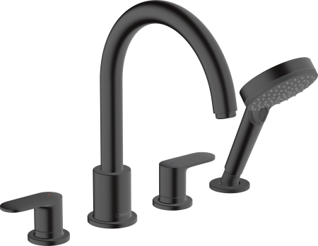 Внешняя часть смесителя для ванны hansgrohe Vernis Blend на край ванны на 4 отверстия 71456670, матовый черный