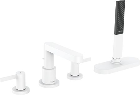 Внешняя часть смесителя для ванны hansgrohe Finoris на край ванны, на 4 отверстия, с sBox 76444700, матовый белый