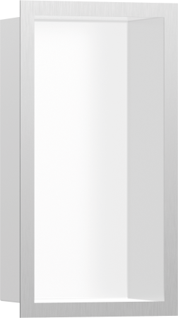 Настенный короб hansgrohe XtraStoris Individual с цветом корпуса матовый белый и дизайнерской рамой, 30х15х10 см 56096800, под сталь