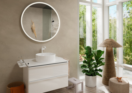 Смеситель для раковины hansgrohe Tecturis S 240 Fine, CoolStart, EcoSmart+, cо сливным гарнитуром Push-Open, 73370700, матовый белый