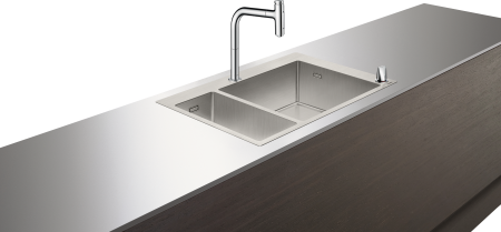 Кухонная комбинация hansgrohe C71-F655-09 врезная, с двумя чашами 180/450 43206000, хром