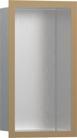 Настенный короб hansgrohe XtraStoris Individual с цветом корпуса под сталь и дизайнерской рамой, 30х15х10 см 56094140, шлифованная бронза