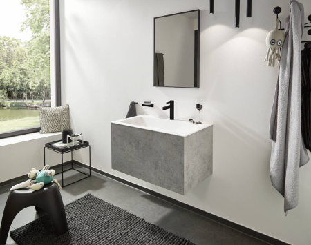 Смеситель для раковины hansgrohe Finoris 110, со сливным гарнитуром 76020670, матовый черный