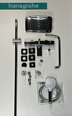 Душевая система hansgrohe Croma E 280 1jet с термостатом для ванны 27687000/U, хром, уцененный товар