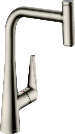 Смеситель для кухонной мойки hansgrohe Talis Select M51 300, с вытяжным изливом 1jet, sBox 73853800, под сталь