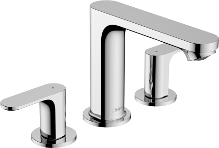 Смеситель для раковины hansgrohe Rebris S 110 на 3 отверстия, со сливным гарнитуром 72530000, хром
