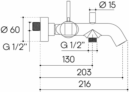 Смеситель для ванны Aqueduto CANO CAN0645, оружейная сталь
