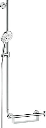 Душевой гарнитур hansgrohe Raindance Select S 120 3jet со штангой 110 см, левосторонний 26324400, белый/хром