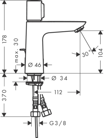 Смеситель для раковины hansgrohe Talis Select E 110 со сливным гарнитуром 71750000, хром