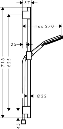 Душевой гарнитур hansgrohe Raindance Alive Select S 125, 3 струи, со штангой Unica S Puro 65 см, 24602000, хром