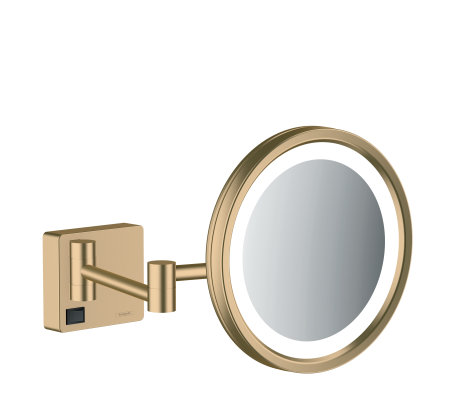 Косметическое зеркало hansgrohe AddStoris с подсветкой 41790140, шлифованная бронза