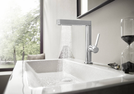 Смеситель для раковины hansgrohe Finoris 230, с вытяжным душем 2jet, со сливным клапаном Push-Open 76063000, хром