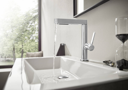 Смеситель для раковины hansgrohe Finoris 230, с вытяжным душем 2jet, со сливным клапаном Push-Open 76063000, хром