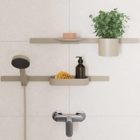 Держатель ручного душа hansgrohe WallStoris Planet Edition с креплением на штангу и регулировкой высоты 28918210, песок