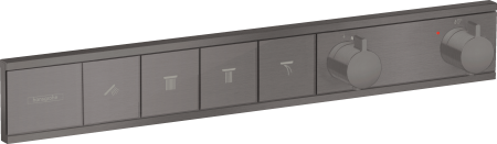 Внешняя часть термостата для душа hansgrohe RainSelect скрытого монтажа на 4 потребителя 15382340, шлифованный черный хром