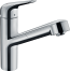 Смеситель для кухонной мойки hansgrohe Focus M42 150, Eco, с вытяжным изливом 1jet 71865000, хром