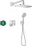 Душевая система hansgrohe Croma E 280 1jet скрытого монтажа с термостатом Ecostat E 27953000, хром