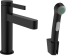 Смеситель для раковины hansgrohe Finoris 110 со сливным гарнитуром и гигиеническим душем 76210670, матовый черный